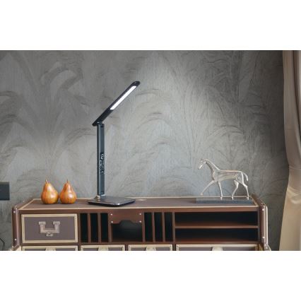 Immax 08930L - LED Dimbar Bordslampa med skärm KINGFISHER LED/9W/230V/12V svart