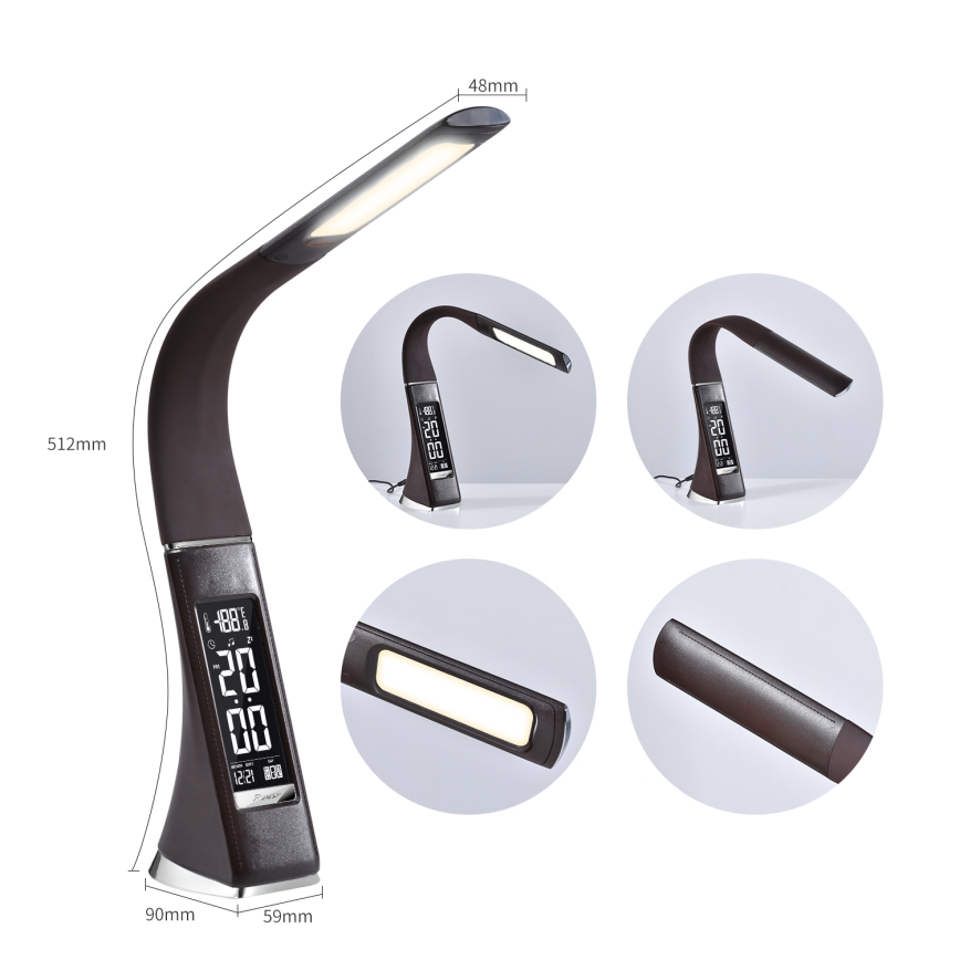 LED Dimbar Bordslampa med en skärm läder LEATHER LED/7W/230V