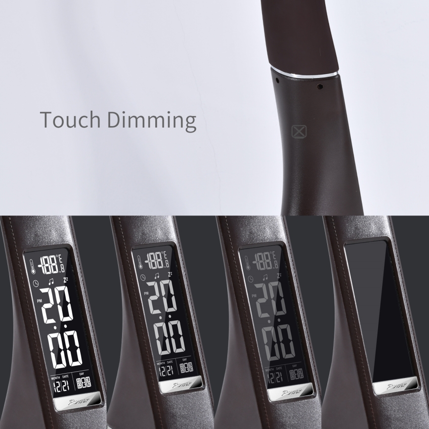 LED Dimbar Bordslampa med en skärm läder LEATHER LED/7W/230V