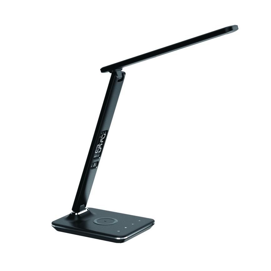 LED Dimbar skrivbordslampa med trådlös QI-laddning och USB KINGFISHER LED/8,5W/230V svart