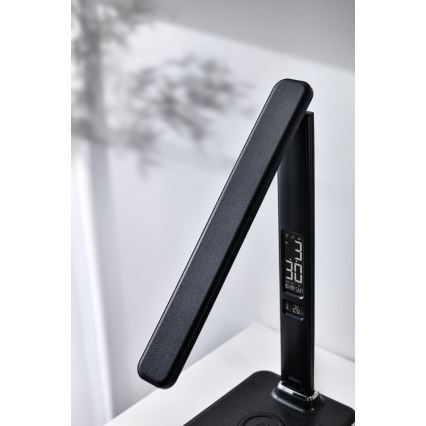 LED Dimbar skrivbordslampa med trådlös QI-laddning och USB KINGFISHER LED/8,5W/230V svart