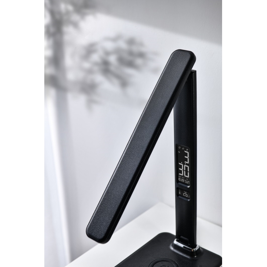 LED Dimbar skrivbordslampa med trådlös QI-laddning och USB KINGFISHER LED/8,5W/230V svart