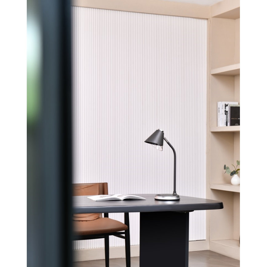 LED Dimbart skrivbordslampa med trådlös laddning FINCH LED/9W/12/230V grå/glansig krom