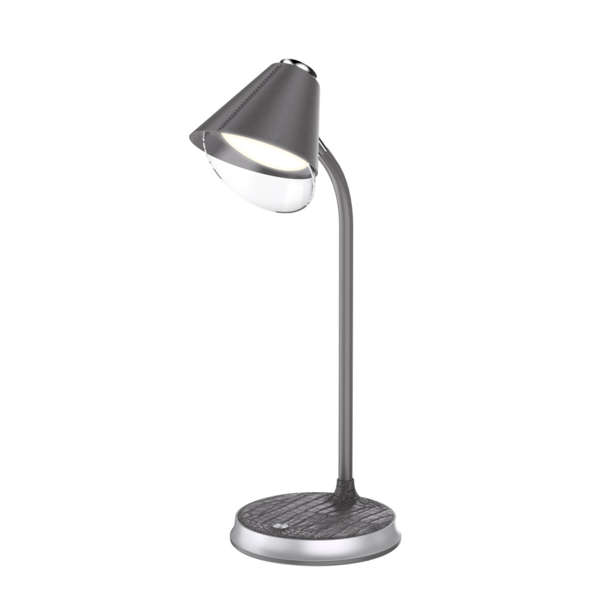 LED Dimbart skrivbordslampa med trådlös laddning FINCH LED/9W/12/230V grå/glansig krom
