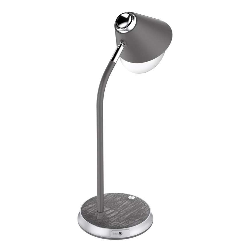 LED Dimbart skrivbordslampa med trådlös laddning FINCH LED/9W/12/230V grå/glansig krom