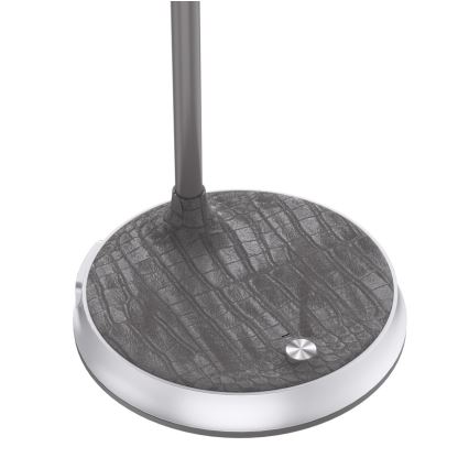 LED Dimbart skrivbordslampa med trådlös laddning FINCH LED/9W/12/230V grå/glansig krom