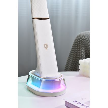 LED RGB Dimbara bordslampa med trådlös laddning CORELLA LED/7W/12/230V svart