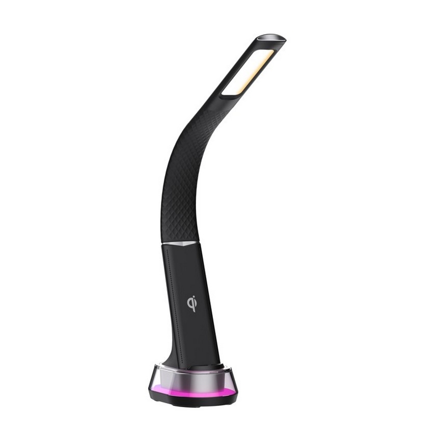 LED RGB Dimbara bordslampa med trådlös laddning CORELLA LED/7W/12/230V svart