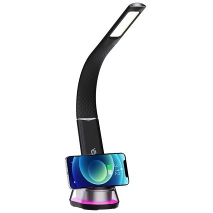 LED RGB Dimbara bordslampa med trådlös laddning CORELLA LED/7W/12/230V svart