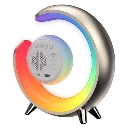 LED RGBW Dimbara bordslampa med väckarklocka PEACOCK LED/20W/5V USB