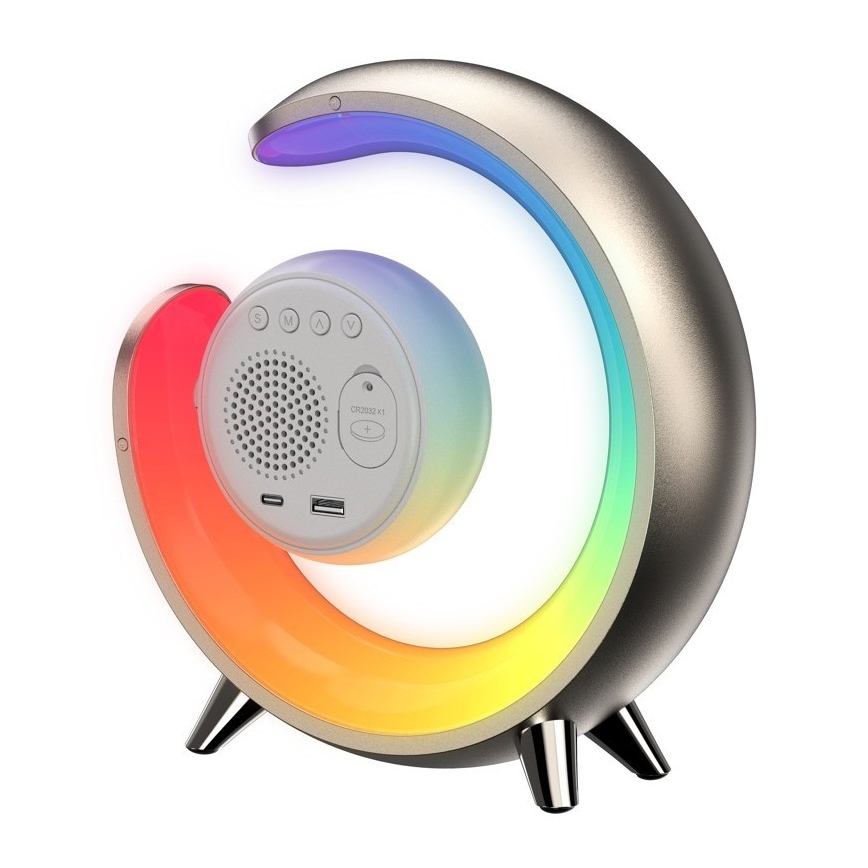 LED RGBW Dimbara bordslampa med väckarklocka PEACOCK LED/20W/5V USB