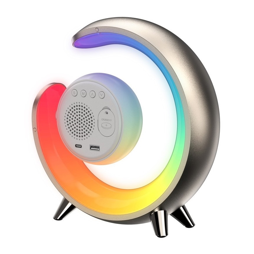 LED RGBW Dimbara bordslampa med väckarklocka PEACOCK LED/20W/5V USB