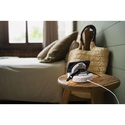 Väckarklocka med LCD-display och trådlös Qi-laddare 27W/9V 220 mAh vit