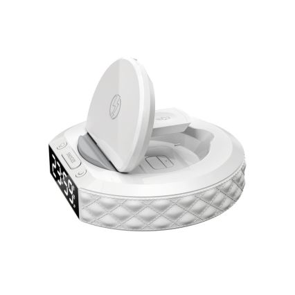 Väckarklocka med LCD-display och trådlös Qi-laddare 27W/9V 220 mAh vit