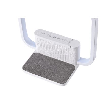 LED Dimbar nattlampa med väckarklocka och Qi laddar LED/18W/230V vit