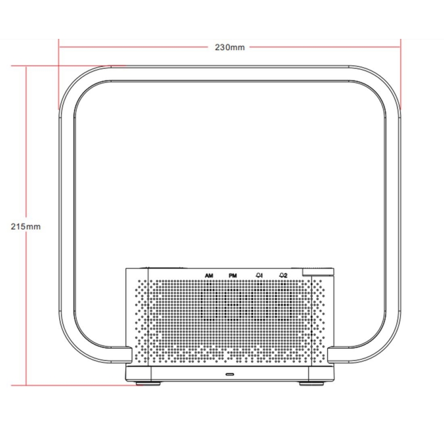 LED Dimbar nattlampa med väckarklocka och Qi laddar LED/18W/230V vit