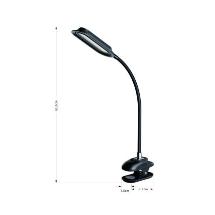 LED+CCT Dimbar skrivbordslampa med klämma CLIP LED/7,5W/230V 3000/4200/5000K svart