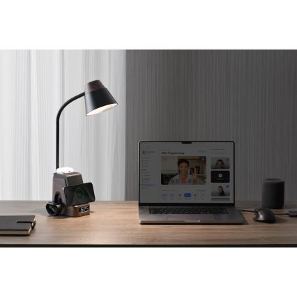 LED+CCT dimbar bordslampa med trådlös QI-laddning IDEAL LED/8W/230V 2700/4000/5000K brun