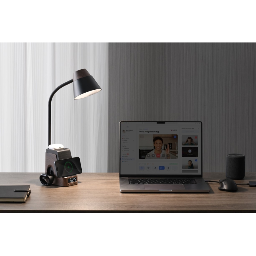 LED+CCT dimbar bordslampa med trådlös QI-laddning IDEAL LED/8W/230V 2700/4000/5000K brun