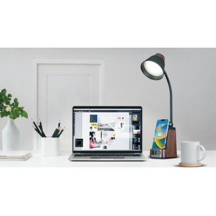 LED+CCT dimbar bordslampa med trådlös QI-laddning IDEAL LED/8W/230V 2700/4000/5000K brun