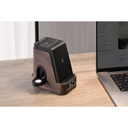 LED+CCT dimbar bordslampa med trådlös QI-laddning IDEAL LED/8W/230V 2700/4000/5000K brun