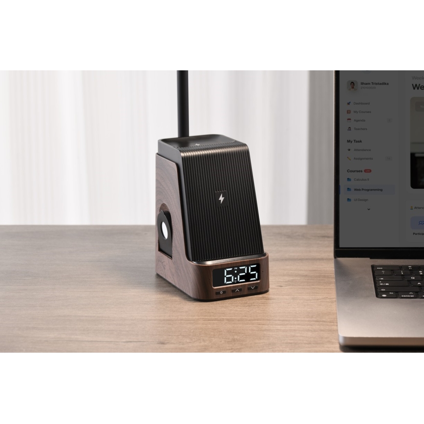 LED+CCT dimbar bordslampa med trådlös QI-laddning IDEAL LED/8W/230V 2700/4000/5000K brun