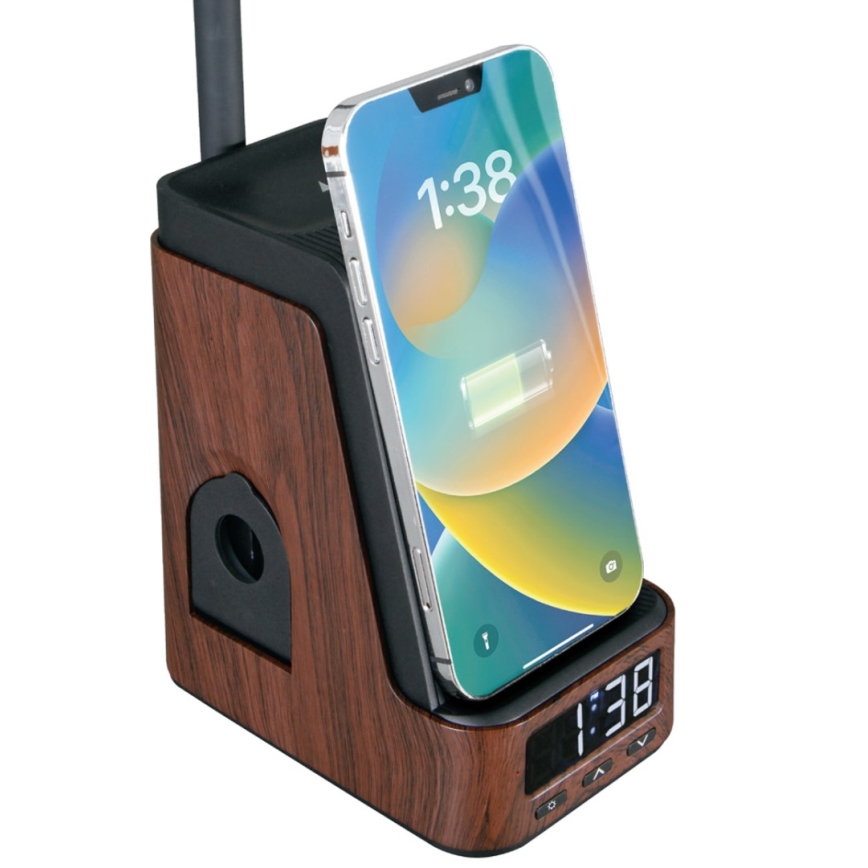 LED+CCT dimbar bordslampa med trådlös QI-laddning IDEAL LED/8W/230V 2700/4000/5000K brun