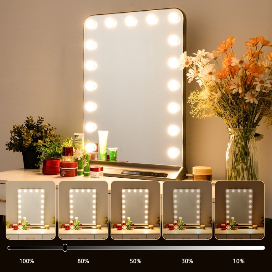 Dimbart HOLLYWOOD sminkspegel LED/18W/230V 3000/4200/6000K, grå