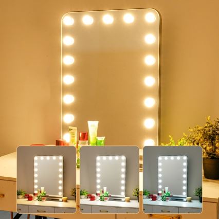 Dimbart HOLLYWOOD sminkspegel LED/18W/230V 3000/4200/6000K, grå