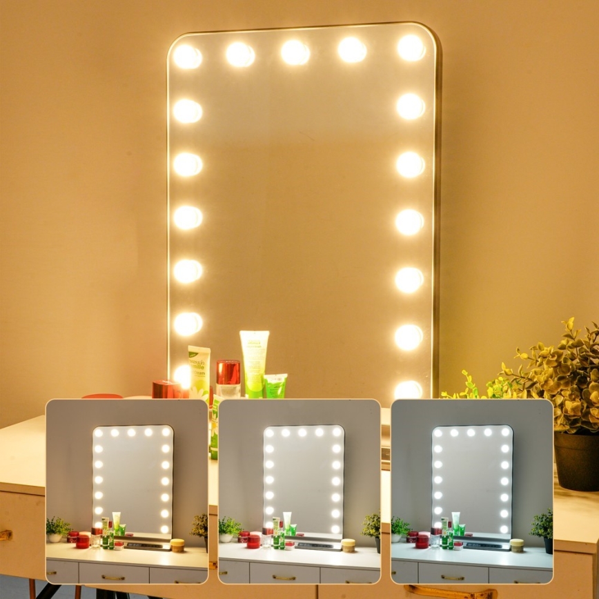 Dimbart HOLLYWOOD sminkspegel LED/18W/230V 3000/4200/6000K, grå