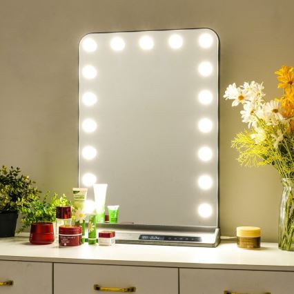 Dimbart HOLLYWOOD sminkspegel LED/18W/230V 3000/4200/6000K, grå