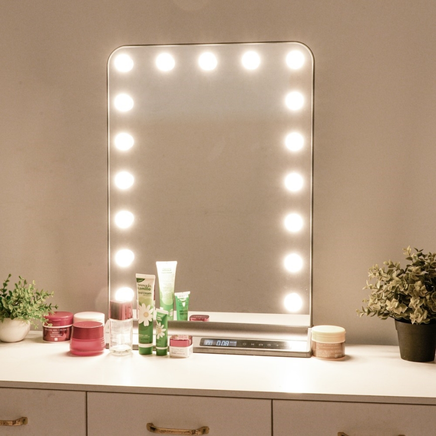 Dimbart HOLLYWOOD sminkspegel LED/18W/230V 3000/4200/6000K, grå