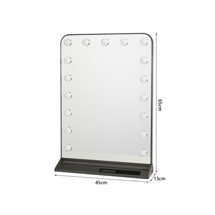 Dimbart HOLLYWOOD sminkspegel LED/18W/230V 3000/4200/6000K, grå