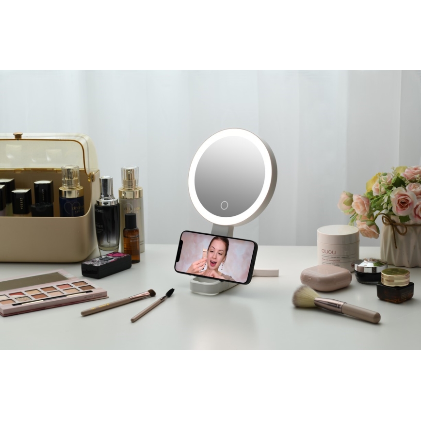 Immax 09103L - LED+CCT Dimbart sminkspegel SWEET LED/3W/5V vit