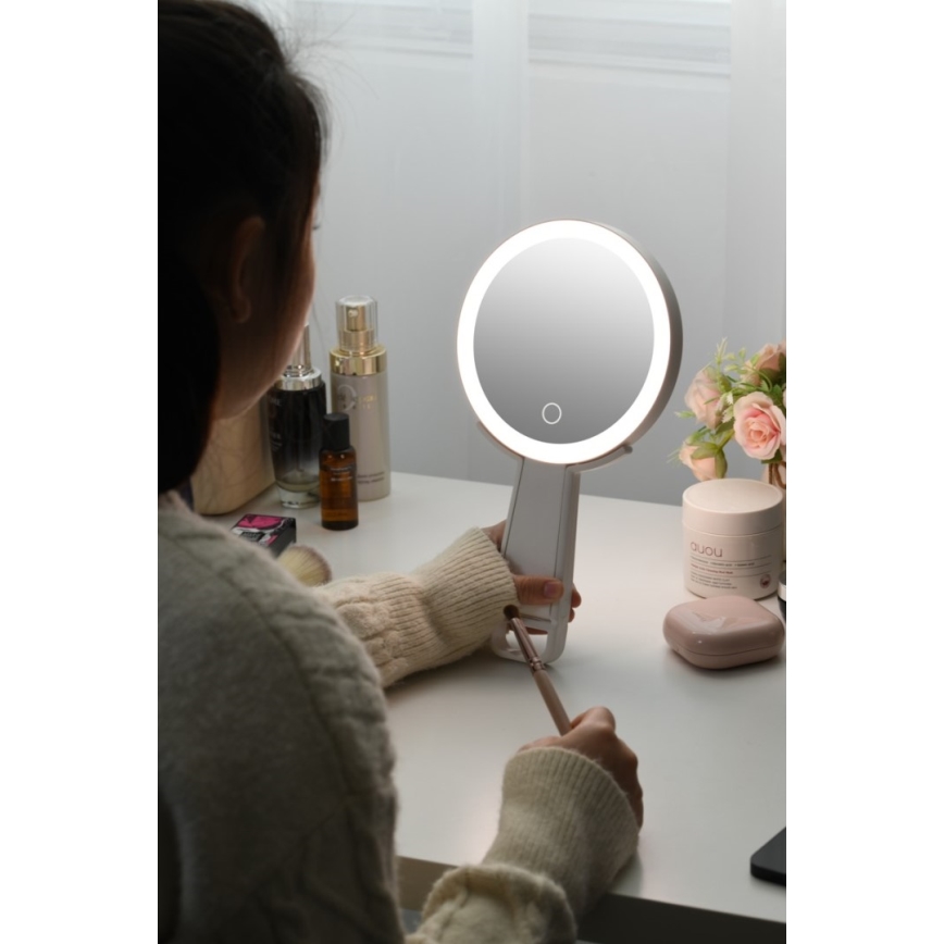 Immax 09103L - LED+CCT Dimbart sminkspegel SWEET LED/3W/5V vit