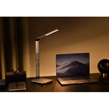 LED-dimbar bordslampa LED/8,5W/230V med trådlös laddning silverfärgad