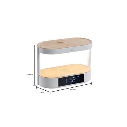 Dimbar LED-bordslampa med väckarklocka och laddning TRIPLE DOCK LED/1,5W/5V