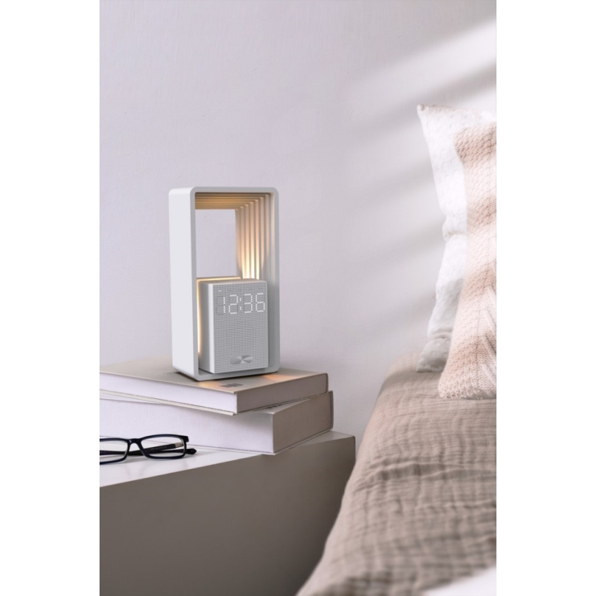 LED bordslampa med väckarklocka och laddning CALM LED/3,5W/5V