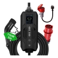 Immax - Bärbar laddstation för elbilar AC Typ 2 16A/380V 11kW + kontakt 230V 5m Wi-Fi Tuya