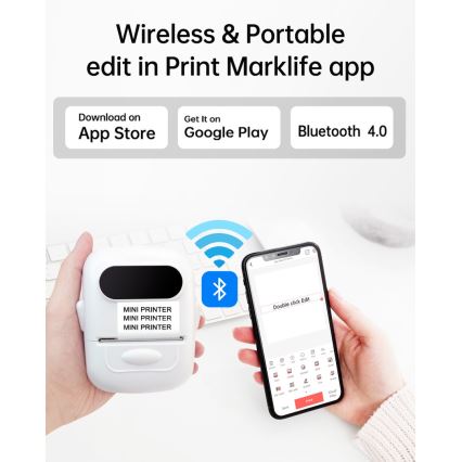 Digital etikettskrivare USB-C + 3x självhäftande etiketter