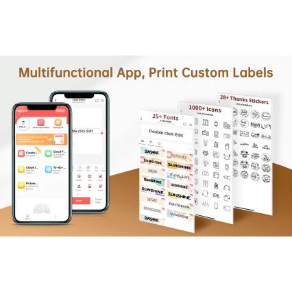 Digital etikettskrivare USB-C + 3x självhäftande etiketter