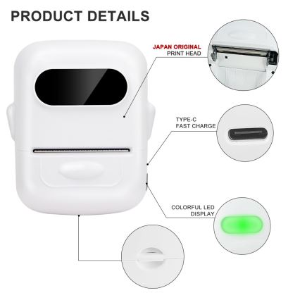 Digital etikettskrivare USB-C + 3x självhäftande etiketter