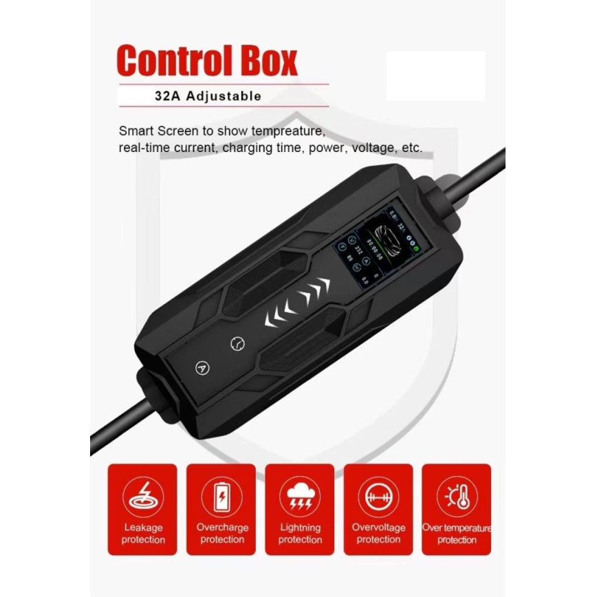 Immax - Reseladdstation för elbilar AC Typ 2 32A/380V 22kW 5m + fodral