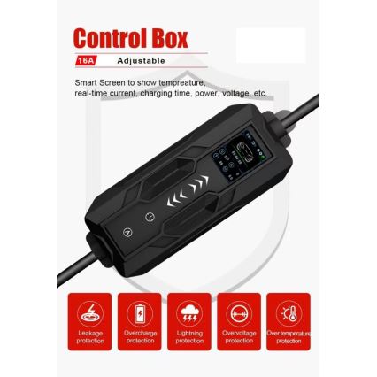 Immax - Bärbar laddstation för elbilar AC Typ 2 16A/380V 11kW + kontakt 230V 5m Wi-Fi Tuya