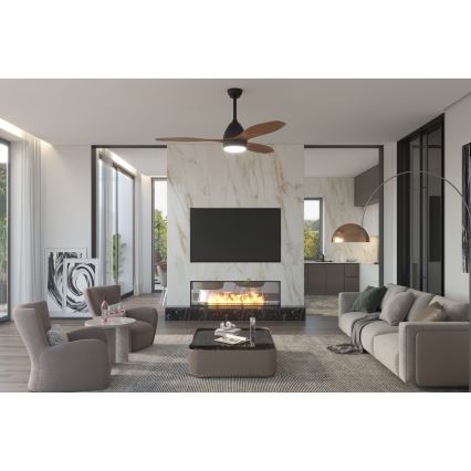 Immax NEO 07141-B - LED Takfläkt NEO LITE FRESCO LED/18W/230V Tuya Wi-Fi svart/brun + fjärrkontroll