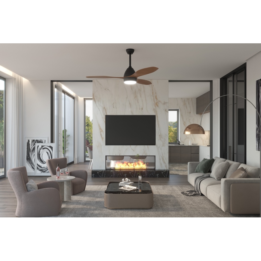 Immax NEO 07141-B - LED Takfläkt NEO LITE FRESCO LED/18W/230V Tuya Wi-Fi svart/brun + fjärrkontroll