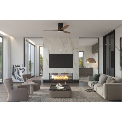 Immax NEO 07142-B - LED Takfläkt NEO LITE VENTO LED/18W/230V Tuya Wi-Fi svart/trä + fjärrkontroll