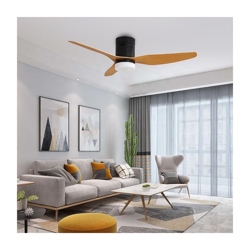 Immax NEO 07142-B - LED Takfläkt NEO LITE VENTO LED/18W/230V Tuya Wi-Fi svart/trä + fjärrkontroll