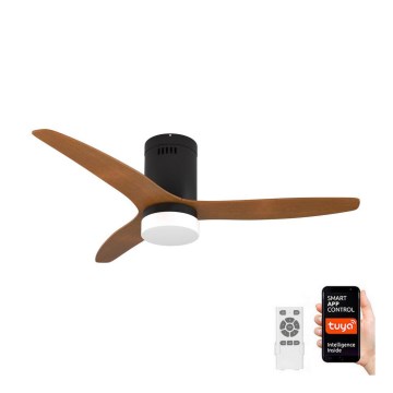 Immax NEO 07142-B - LED Takfläkt NEO LITE VENTO LED/18W/230V Tuya Wi-Fi svart/trä + fjärrkontroll