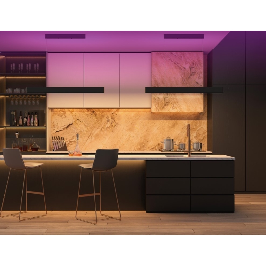 Immax NEO 07157-B120X - LED RGB+CCT Ljusreglerad ljuskrona på textilsladd MILANO LED/40W/230V Tuya svart